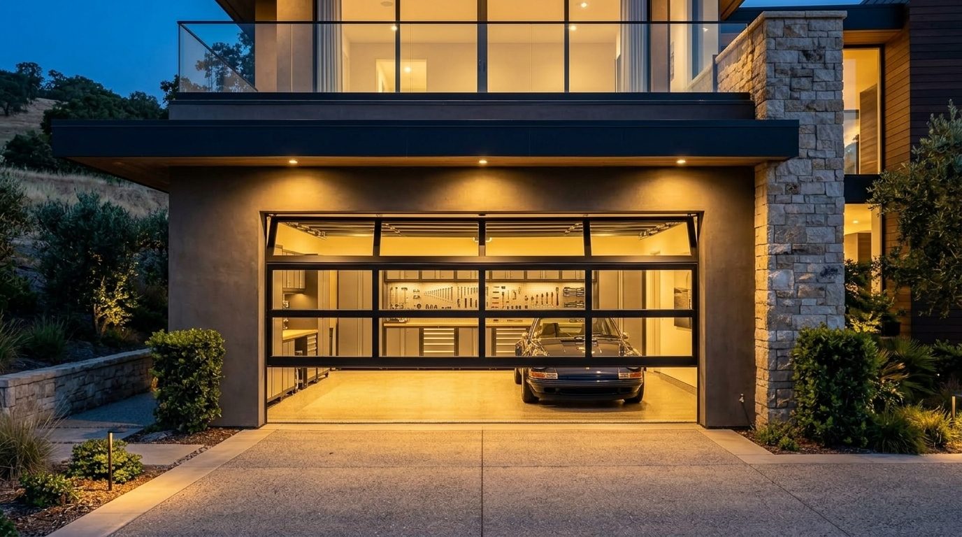 Gonzales Local Garage Door Garage Door Gliding Open Revealing Warm Illuminated Interior